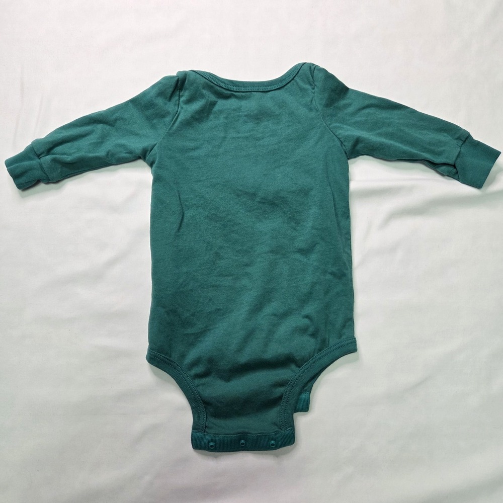 Baby Roots 0-3m LS Green Bodysuit 100% Organic Cotton Cooper Beaver Sustainable - Picture 7 of 7